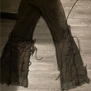 T Party Fashion Olive/Mineral Wash Fringe Pants